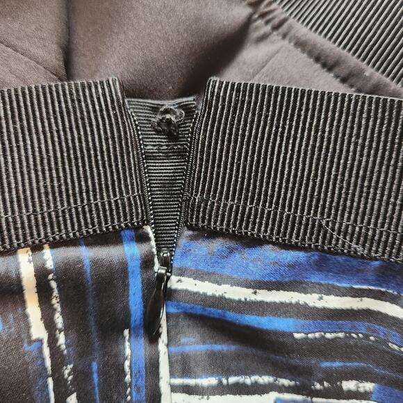 NWT Ann Taylor Skirt knee length paint brush abstract geometric blue black Sz 10 - Picture 9 of 13